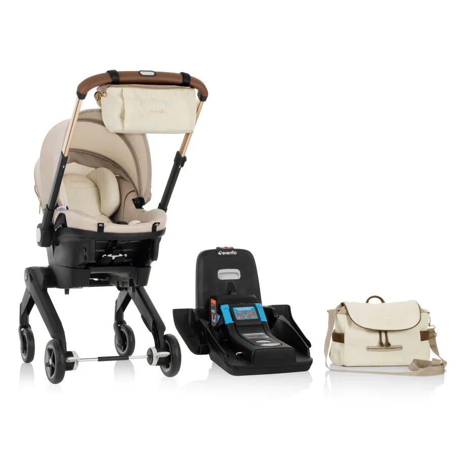 2025 Evenflo Shyft DualRide Combo Arnés-Capazo para Bebé Edición Limitada con Tela Green & Gentle