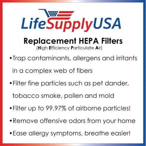 LifeSupplyUSA Paquete de 5 Filtros HEPA de Repuesto Compatibles con el Purificador de Aire Alen TF50-Carbon HEPA-Fresh Paralda