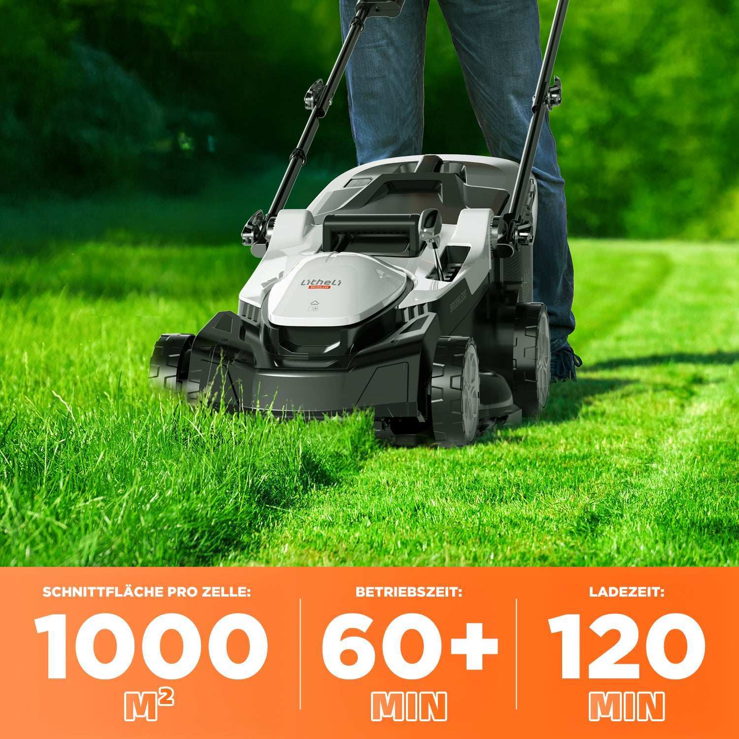 2025 Cortacésped inalámbrico U20 43 cm brushless | Incluye 2 × 4,0 Ah y 2 × 4,0 Ah SE baterías | Corte fácil hasta 1000 m²