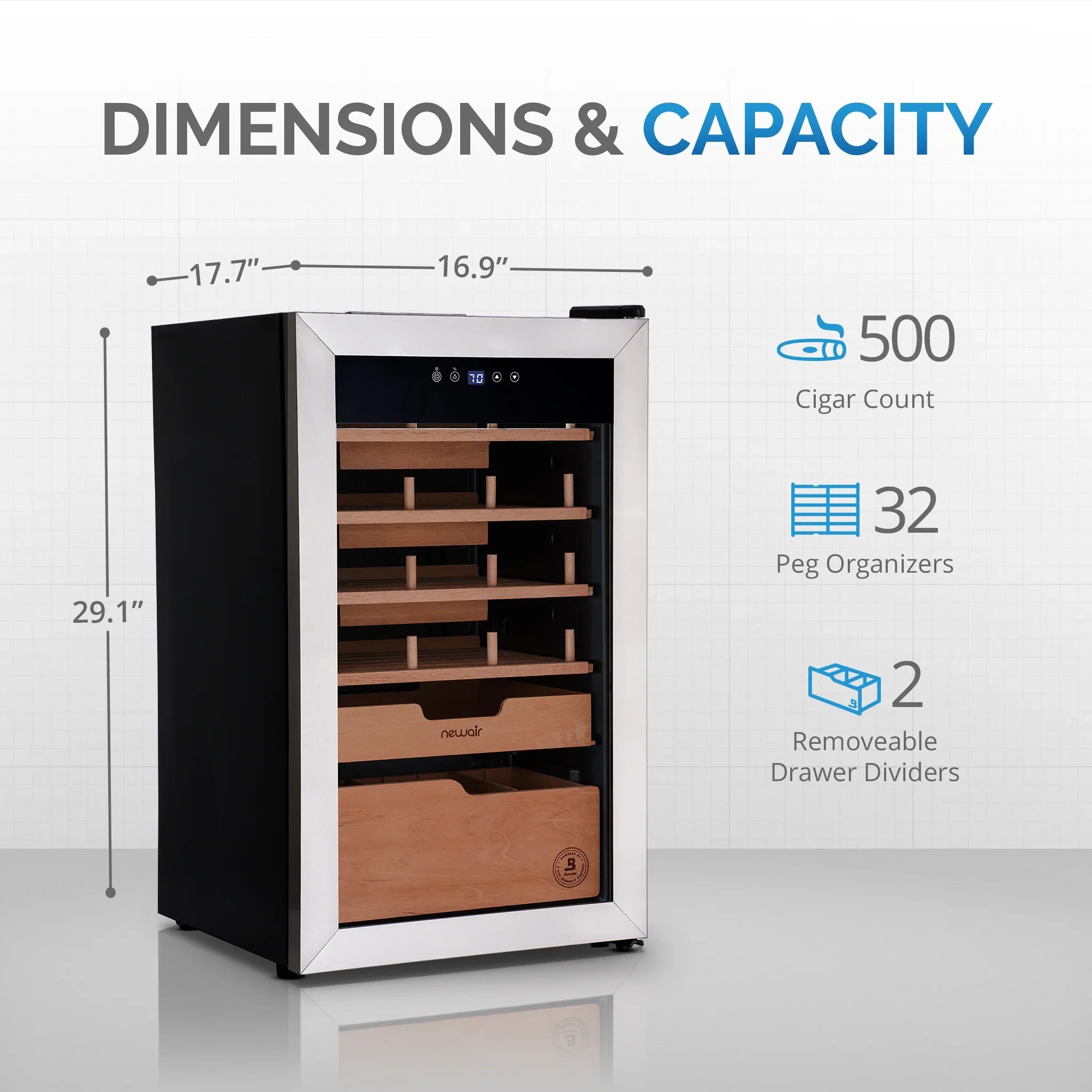 2025 Humidificador eléctrico para puros Newair® x Boveda – Capacidad para 500 puros