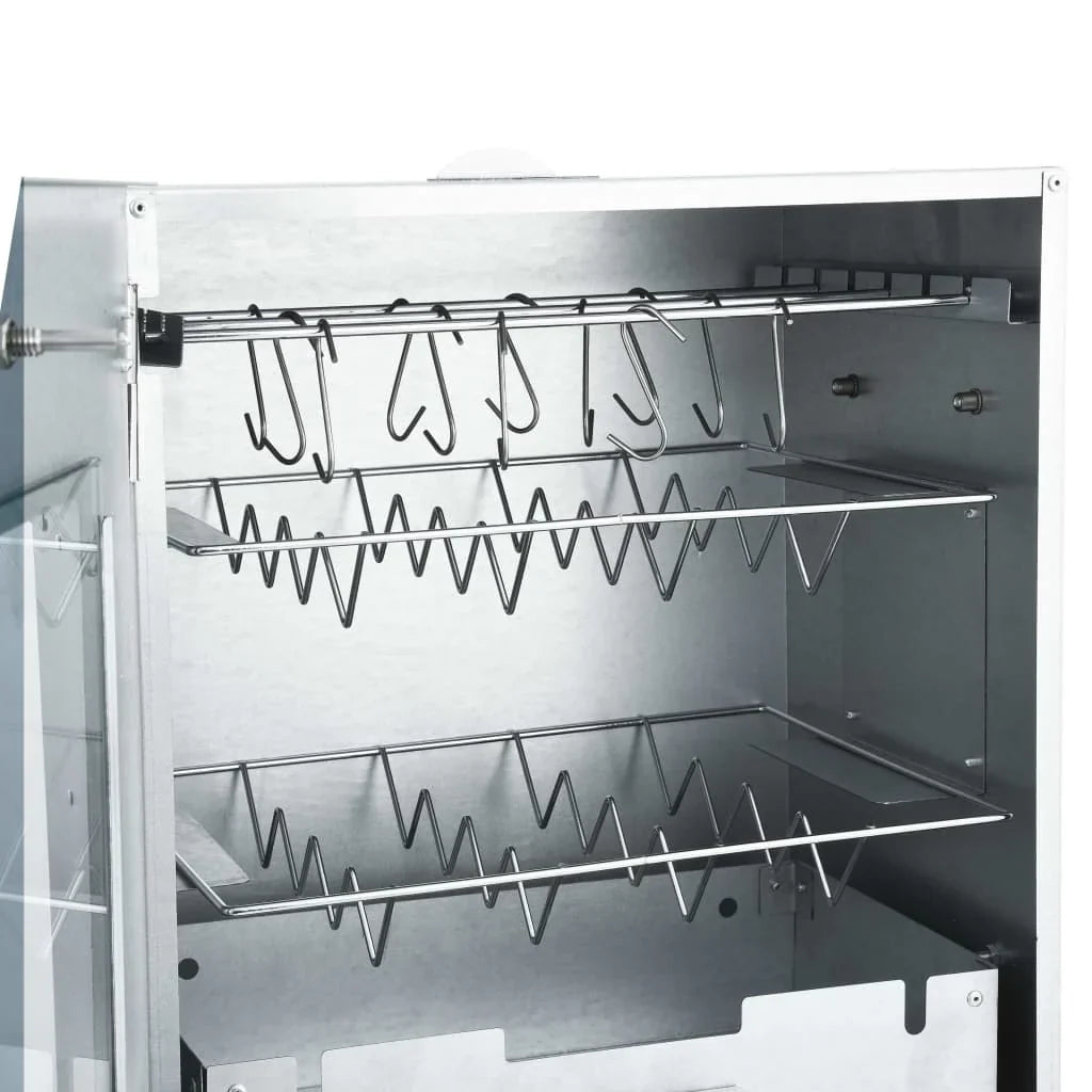 2025 Ahumador con 1 kg de serrín de madera, 44,5 x 29 x 83 cm, acero galvanizado plateado