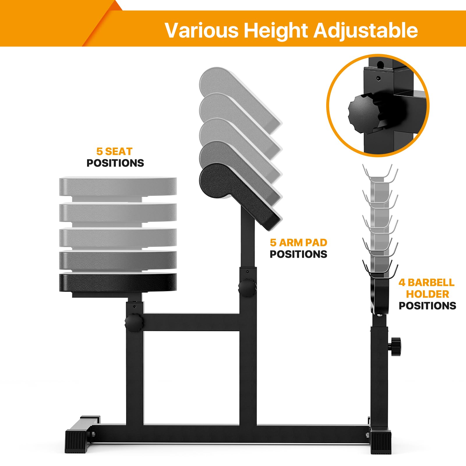 Uboway Banco de Curl Predicador Ajustable para Entrenamiento de Fuerza