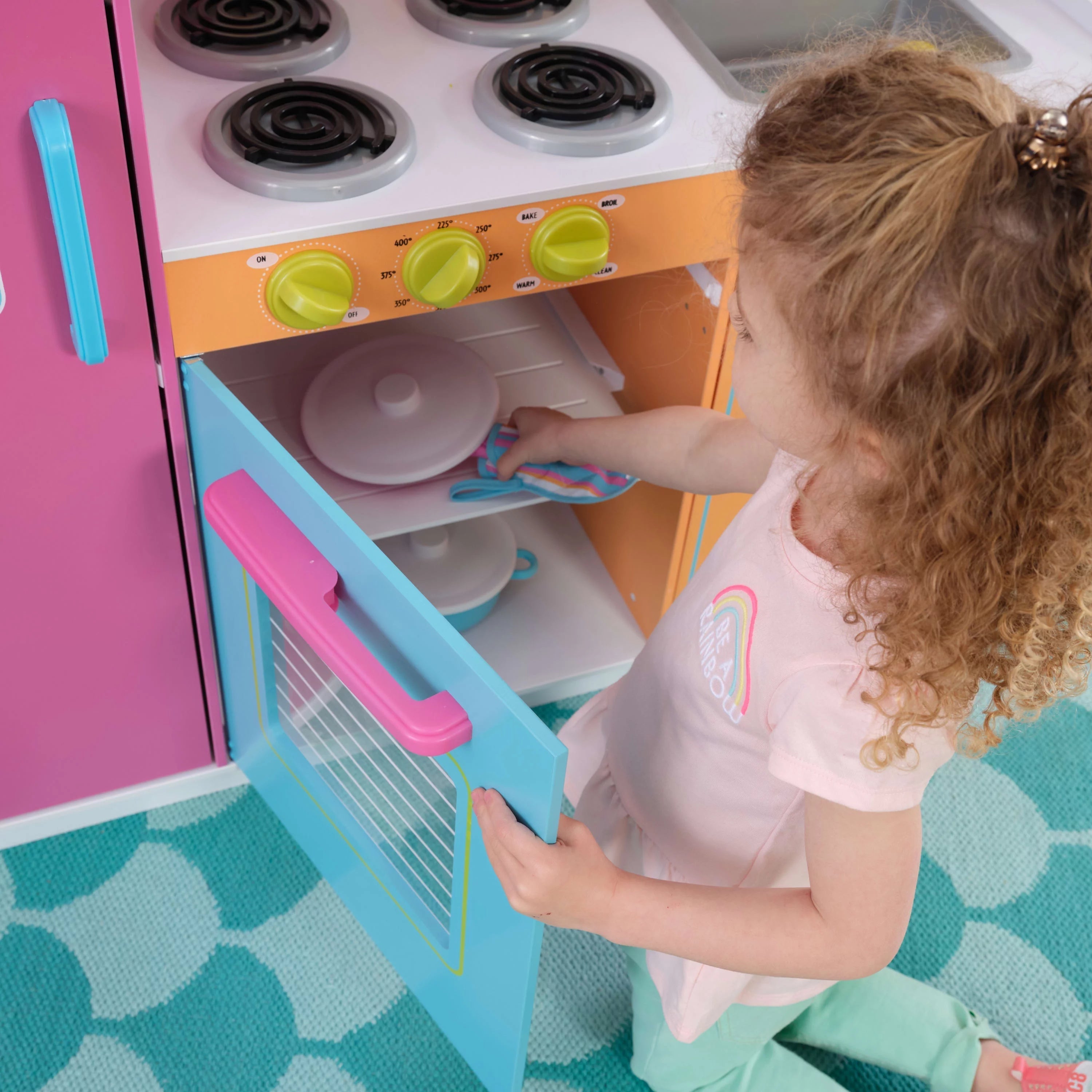 Cocina de Juguete KidKraft Deluxe Big and Bright de Madera para Niños, Colores Neón