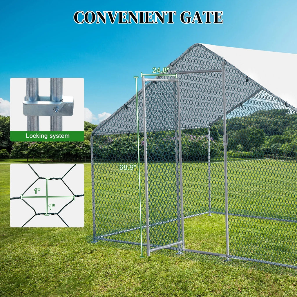 ZephyPaws - Corral metálico grande de 2 x 3 m con cubierta impermeable - Corral exterior para aves de corral, conejos, gatos y perros