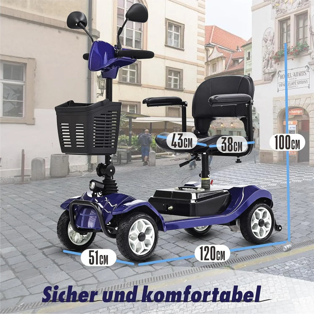 2025 Scooter eléctrico de 4 ruedas – silla de ruedas motorizada compacta y eficiente para adultos y personas mayores