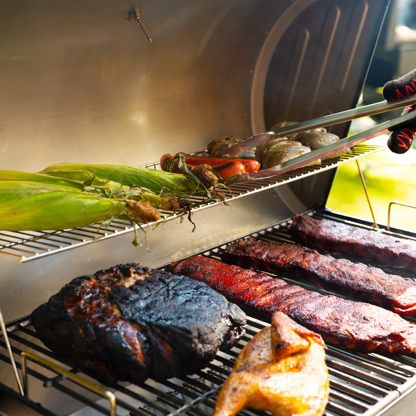 2025 Char-Griller 1224 Smokin Square Parrilla de Carbón y Ahumador Offset