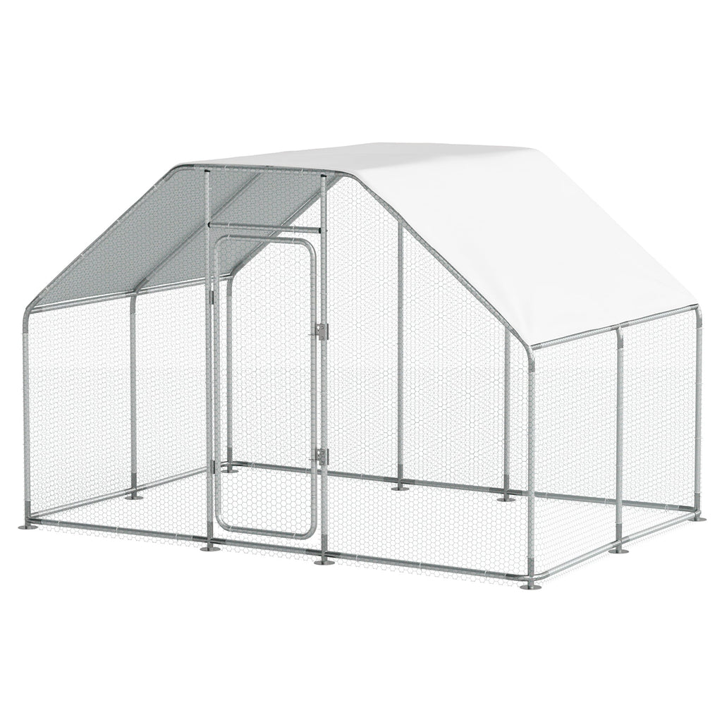 2025 Gran Jaula de Metal para Pollos en Espiral con Cubierta Impermeable y Anti-UV para Exteriores – Capacidad para 16 Aves