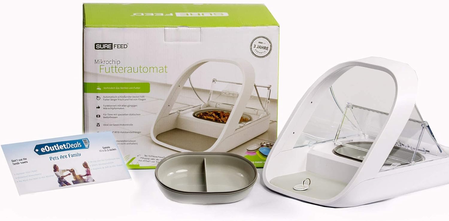 Alimentador Automático para Mascotas - Alimentador con Microchip para Mascotas – MPF001 – Adecuado para Comida Húmeda y Seca – Toalla para Mascotas eOutletDeals de regalo