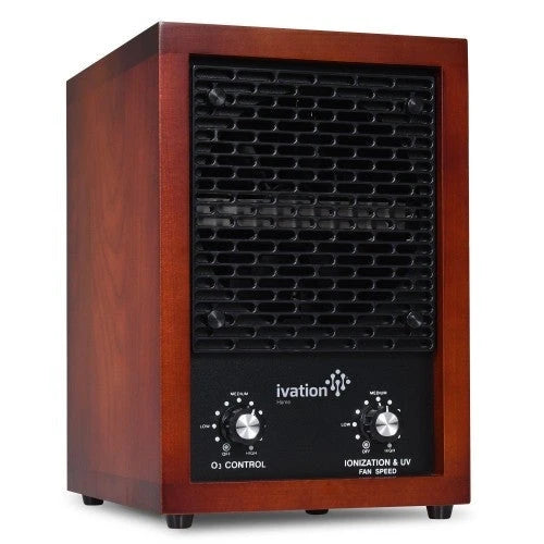 Purificador de aire Ivation 5 en 1 HEPA y generador de ozono, ionizador y desodorizador para espacios de hasta 3,700 pies cuadrados. Incluye filtros HEPA, de carbón y fotocatalíticos, con luz UV y generador de iones negativos.