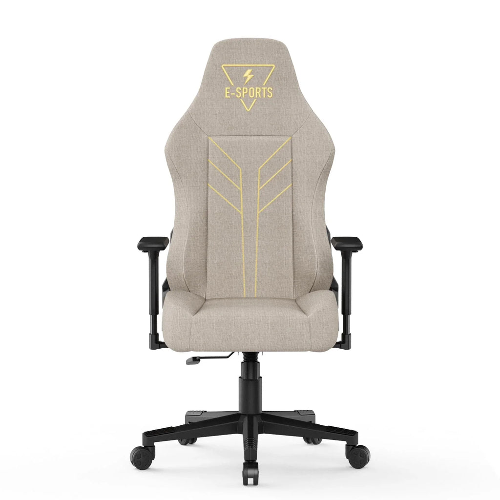 2025 Silla ergonómica para juegos Bigzzia con respaldo alto, reposabrazos 3D, altura ajustable y giro de 360°, color beige
