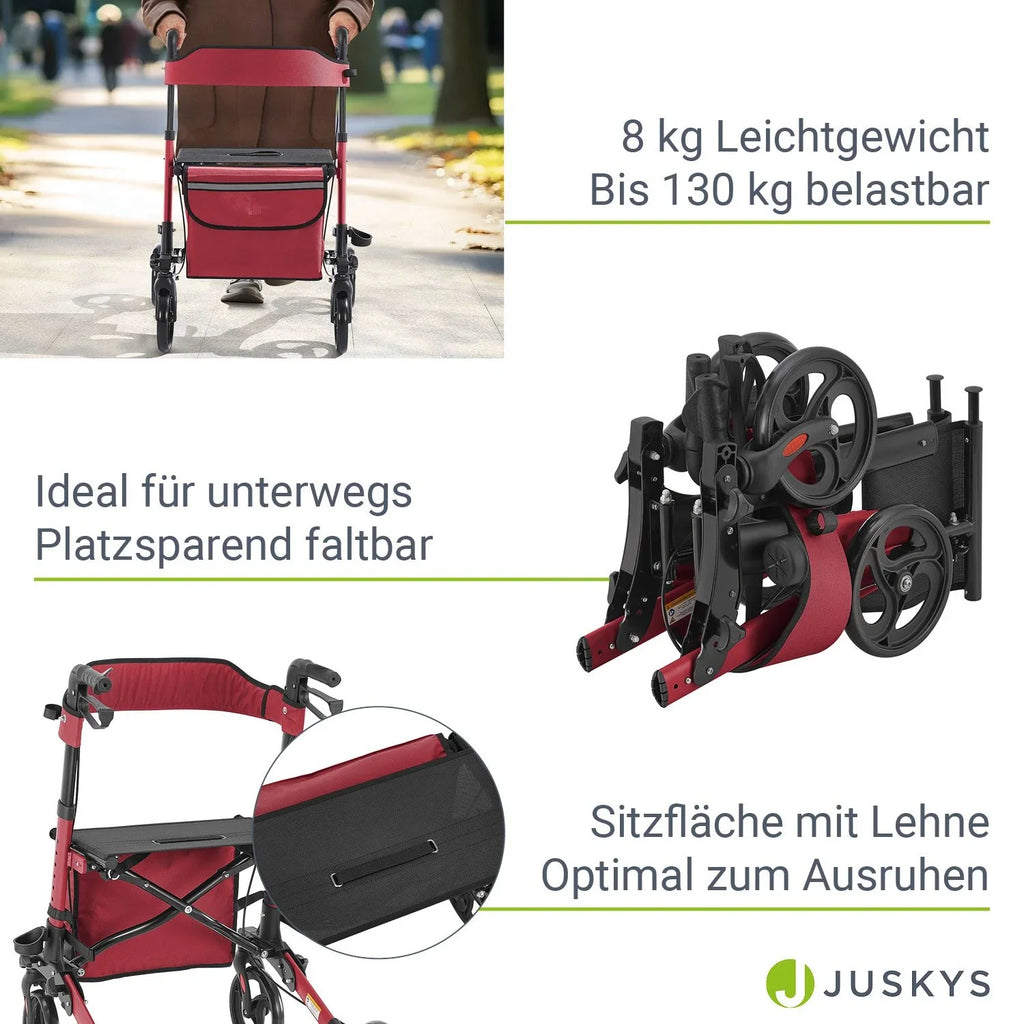 2025 Andador de aluminio Vital con asiento – Ligero, plegable y seguro