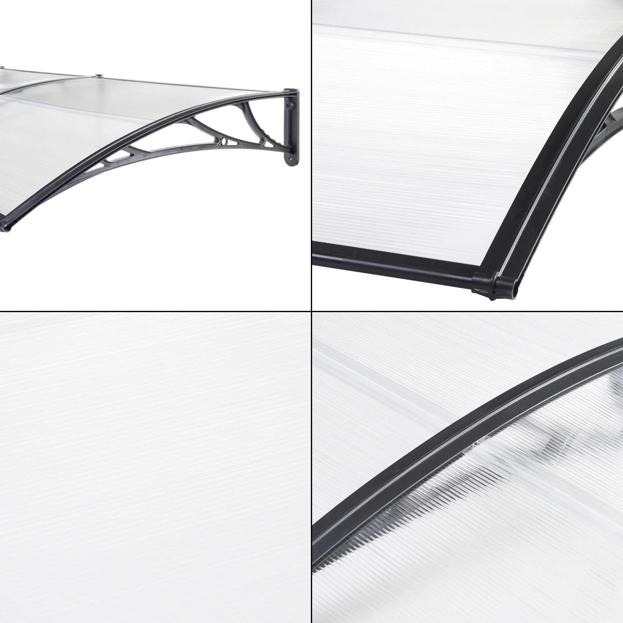 2025 Marquesina de diseño para puerta de entrada, marquesina de bienvenida resistente a la intemperie 200 x 100 cm, negro y transparente