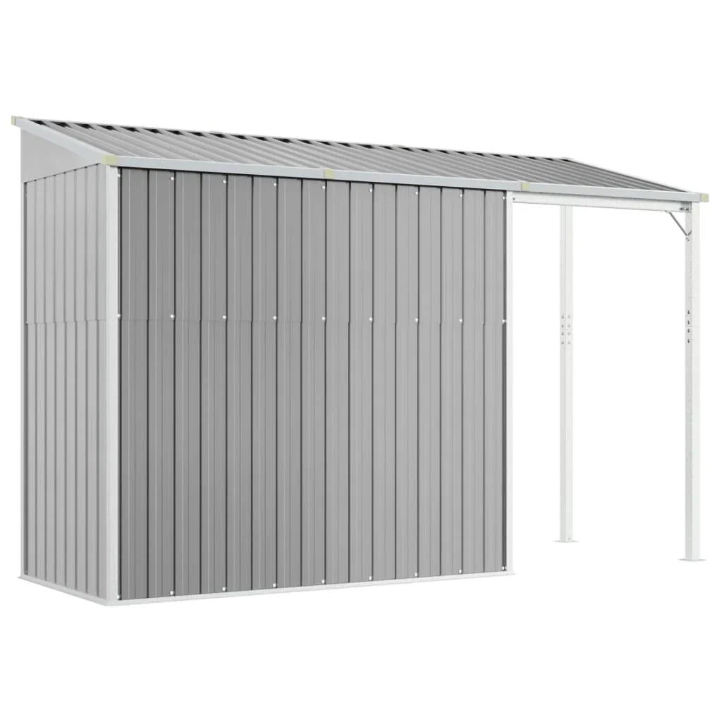 2025 Cobertizo jardín tejado alargado acero gris 277x110,5x181 cm v8848