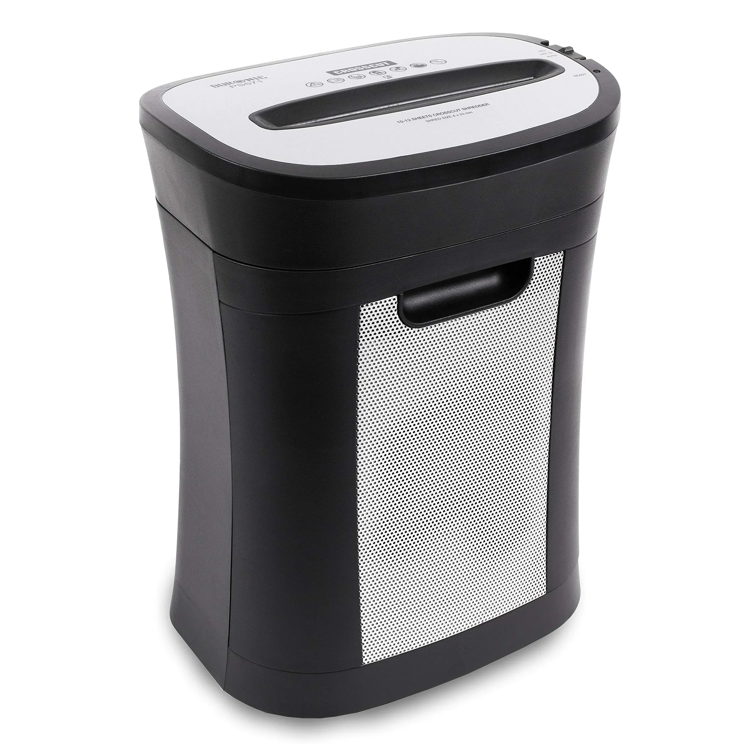2025 Duronic Trituradora PS571, corte cruzado, hasta 12 hojas, destructora de documentos compacta y robusta, para uso doméstico y oficina, destruye papel, tarjetas de crédito, sobres, documentos – Negro, P4
