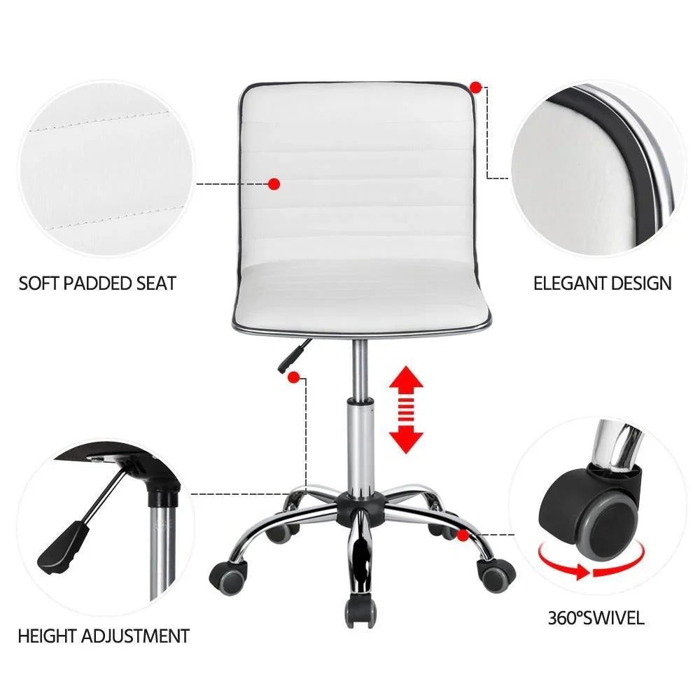 Silla de Oficina Yaheetech de Cuero PU, Respaldo Bajo, Altura Ajustable 41,5-56,5 cm