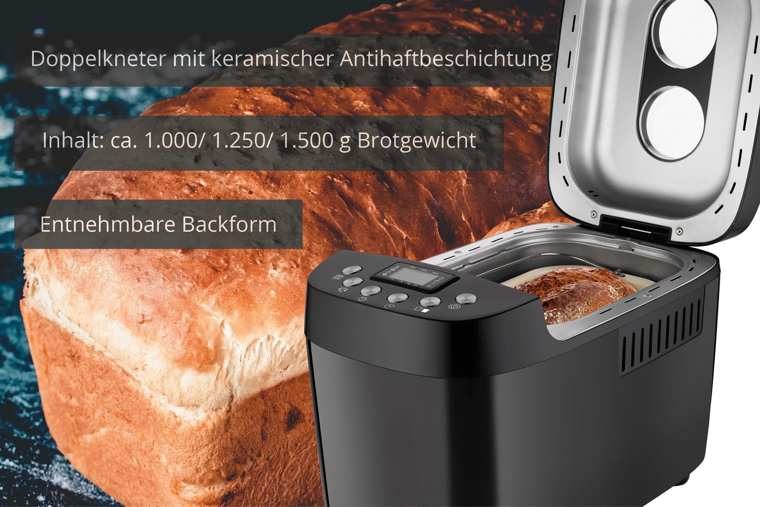 2025 Máquina de pan Unold Backmeister Big 850 W con 15 programas y capacidad de 1.500 g