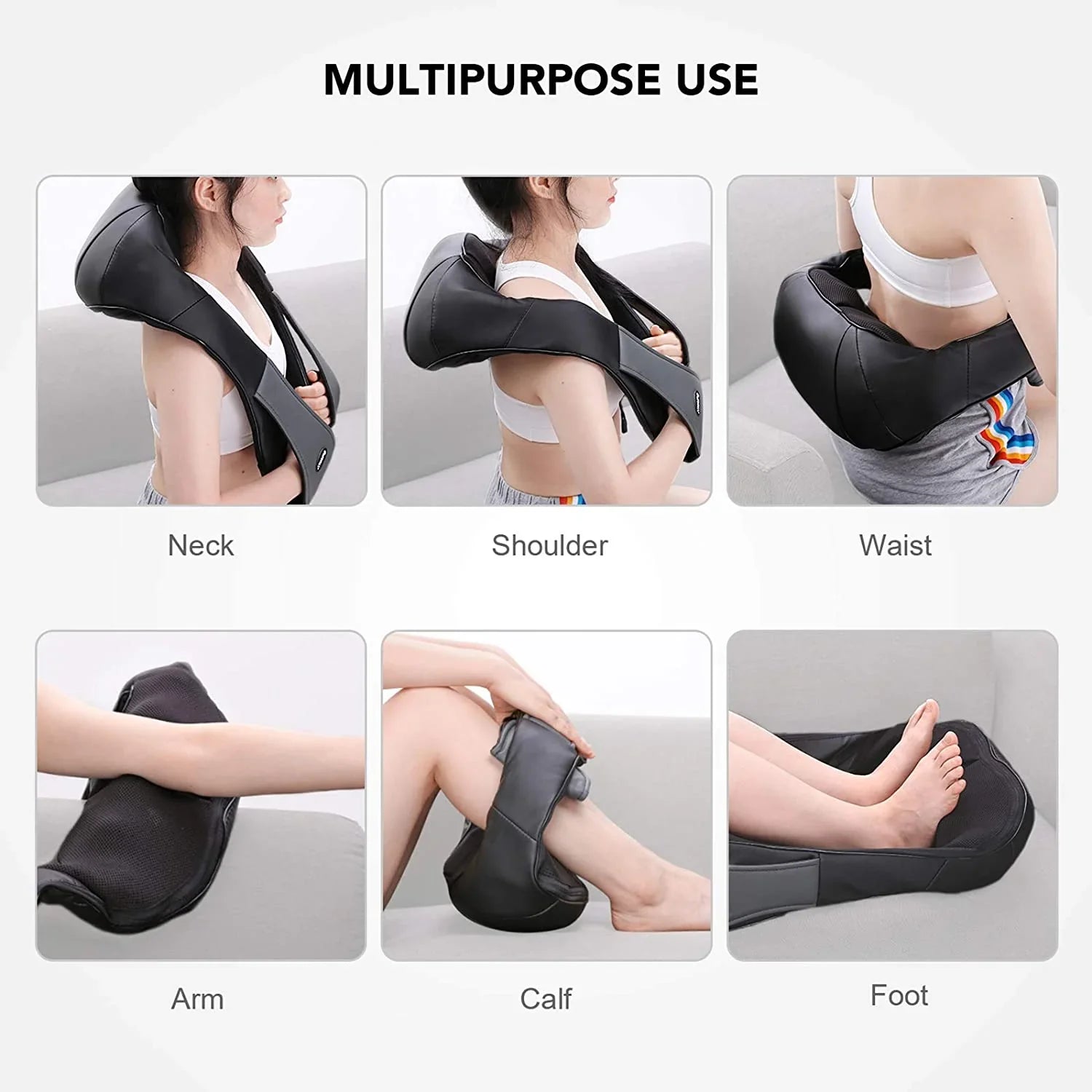 2025 Naipo MGS-801 – Masajeador Shiatsu 3D para Espalda y Cuello con Calor, Masaje Profundo de Amasamiento para Espalda, Hombros, Pies y Piernas (Gris)