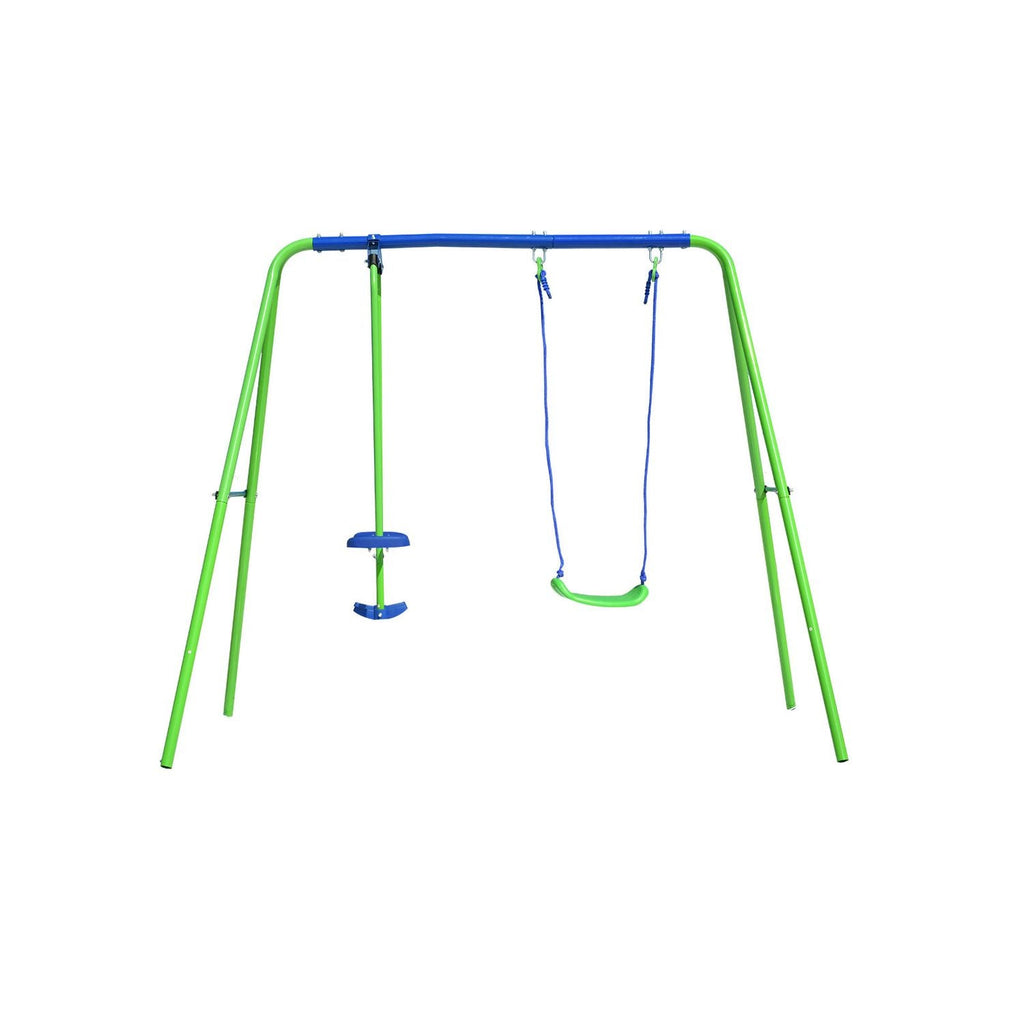 Columpio Balancín Infantil Para Jardín + 3 Años Juego Para Niños De Metal Outdoor Toys 220x140x182 Cm Carga Hasta 45 Kg