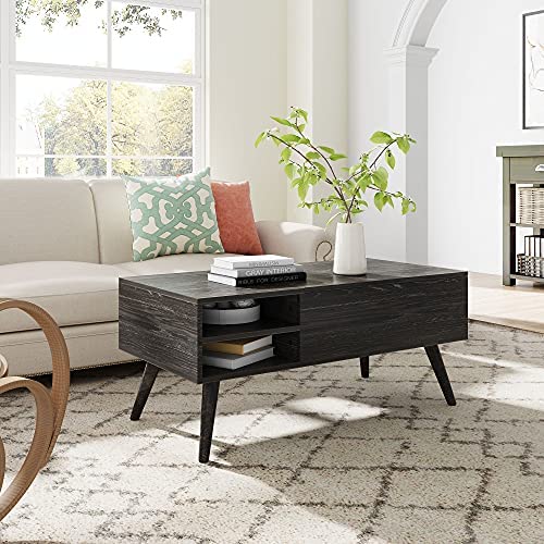 Mesa de Centro WLIVE con Tapa Elevable, Compartimento Oculto y Estante de Almacenamiento Ajustable