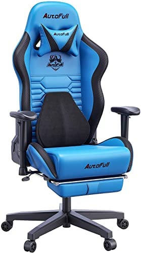 Silla de Oficina Gaming AutoFull con Soporte Lumbar Ergonómico, Estilo Racing, Cuero PU, Alta Respalda, Silla Giratoria Ajustable para PC
