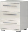 Mesita de noche Piano beige brillante con 3 cajones, 42 cm de ancho