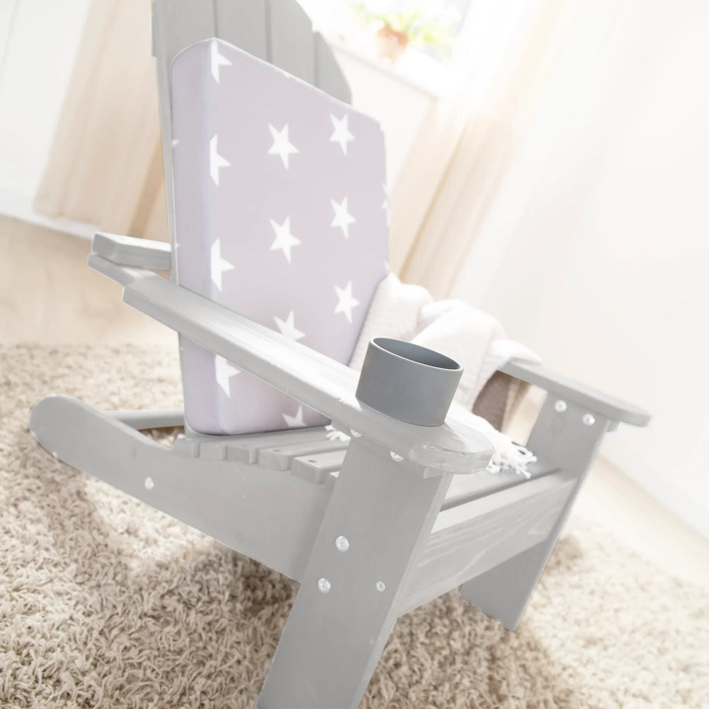 Silla infantil de exterior "Silla de playa" - Silla de madera certificada FSC - Acabado en gris grabado