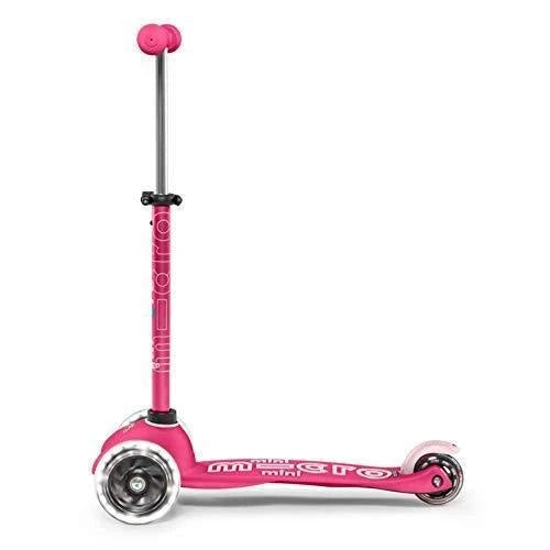 Micro Kickboard – Mini Deluxe LED – Scooter Suizo de Tres Ruedas con Sistema de Inclinación para Niños y Niñas de 2 a 5 Años con Ruedas Luminosas Activadas por Movimiento (Rosa)