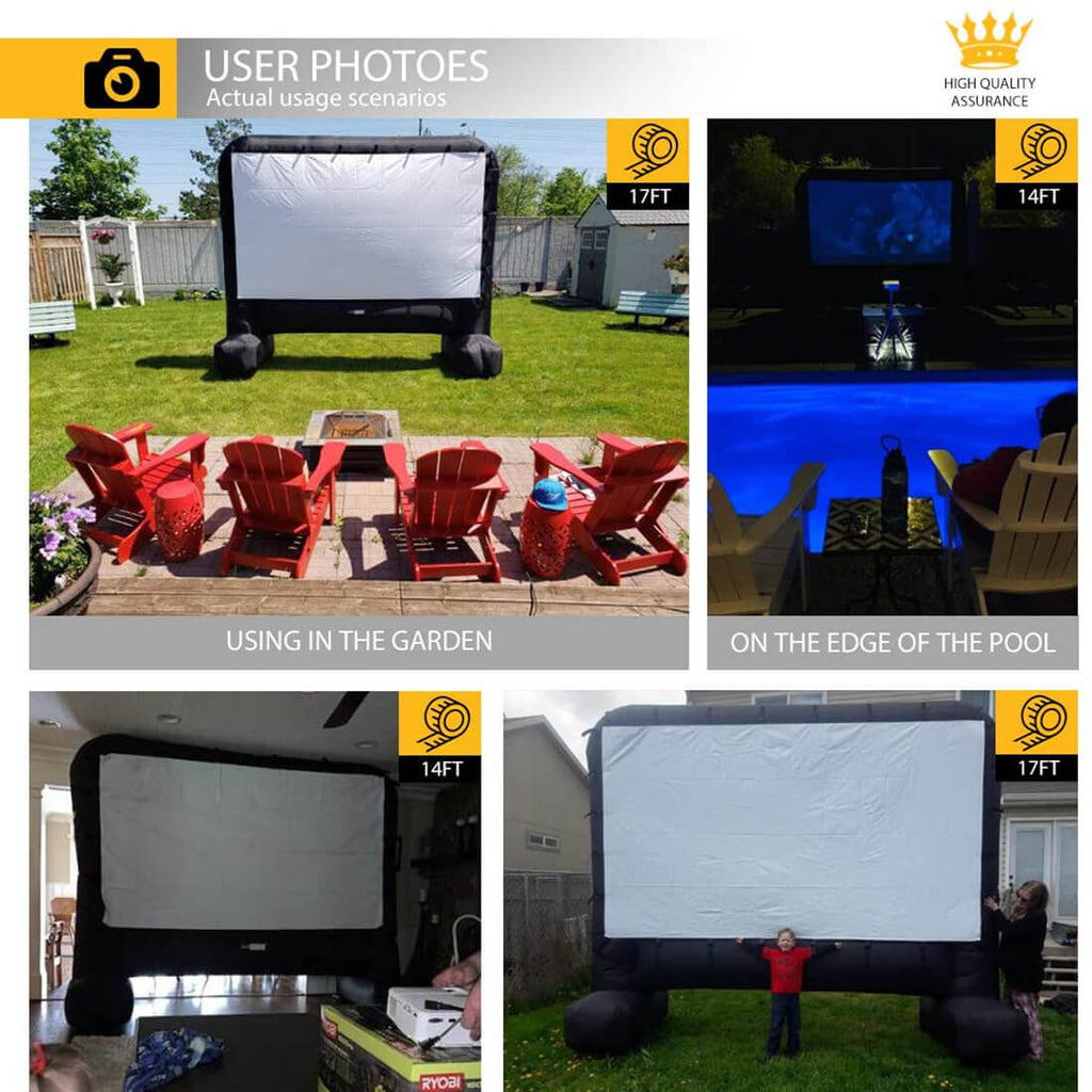 Pantalla de Cine Inflable Mega de 14-17 Pies para Proyección Frontal y Trasera