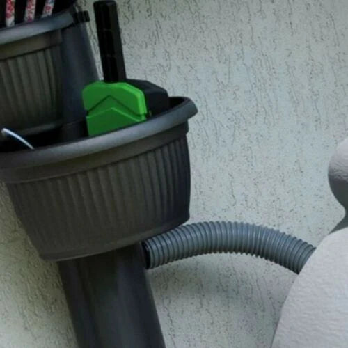 2025 Depósito de Agua de Lluvia AQUA CAN de 210 L Color Gris – Barril Decorativo con Grifo y Kit de Conexión