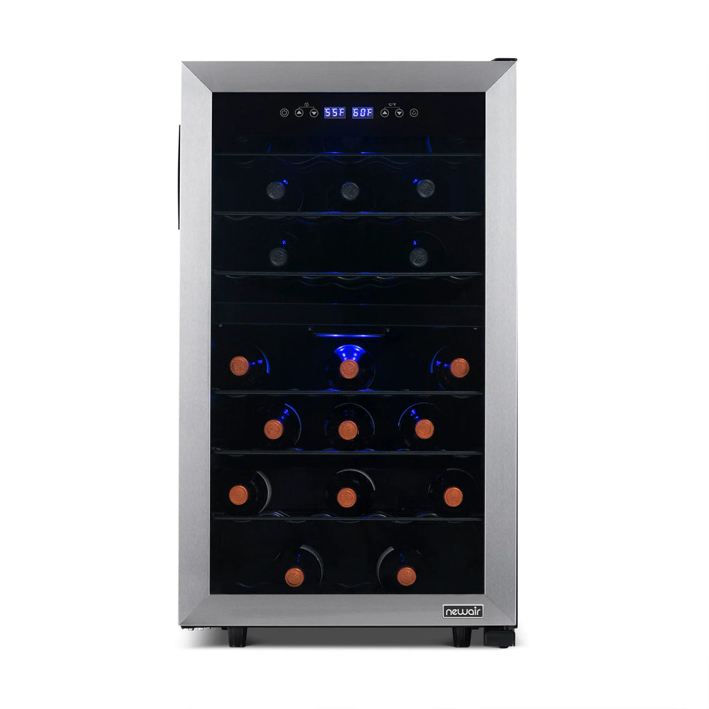 2025 Refrigerador de Vinos Independiente Newair® de Acero Inoxidable – 43 Botellas – 18,9" con Doble Zona