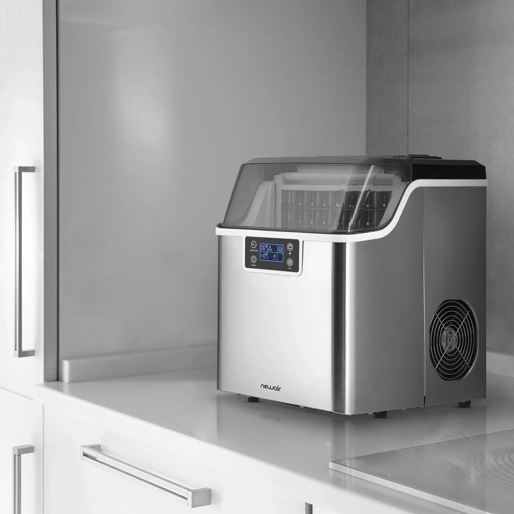 2025 Máquina de Hielo de Encimera Newair® – Cubos de Hielo Transparentes, Acero Inoxidable