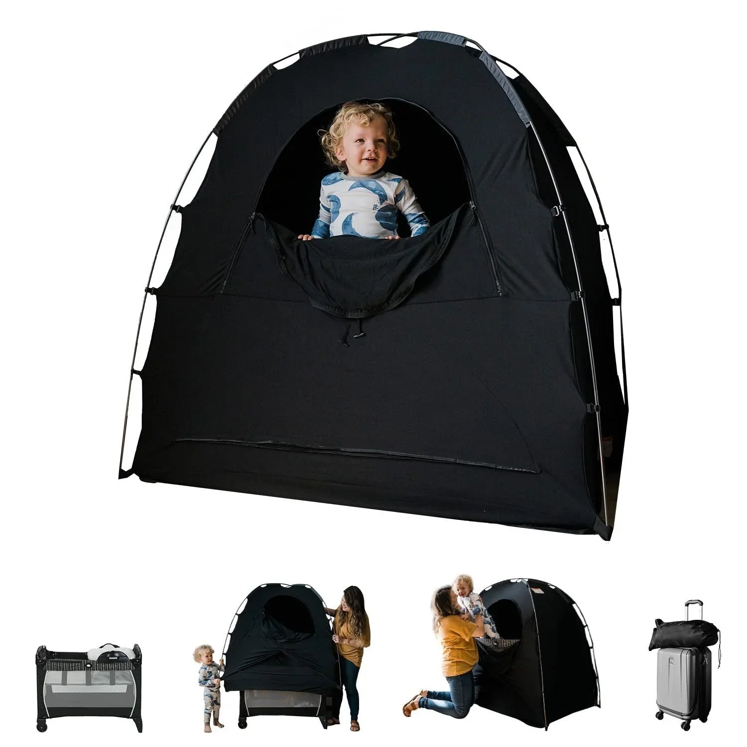 Dosel Portátil de Oscurecimiento para Bebé – Cubierta Negra para Cuna / Cama Infantil