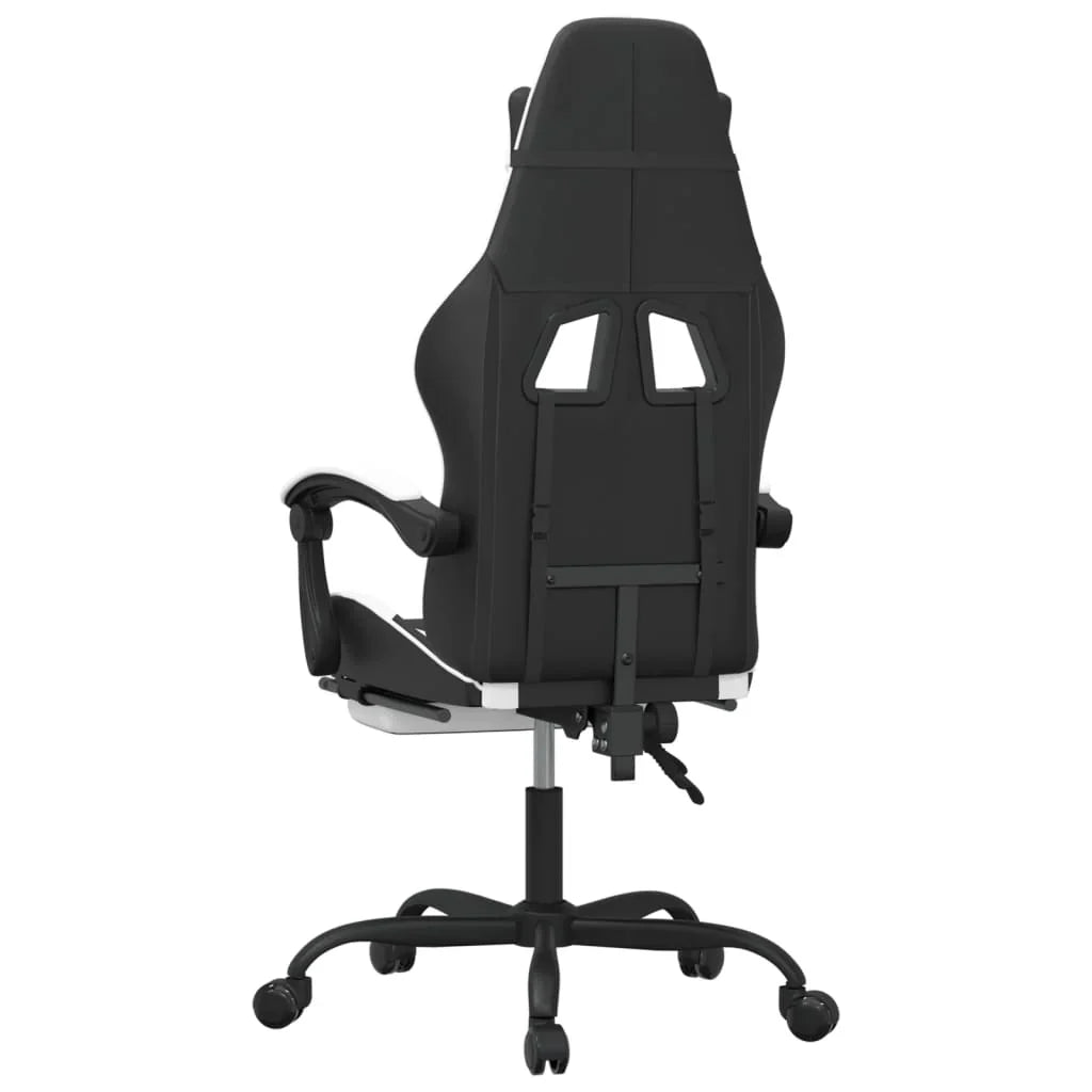 2025 Silla gaming giratoria reposapiés cuero sintético negro blanco V8635