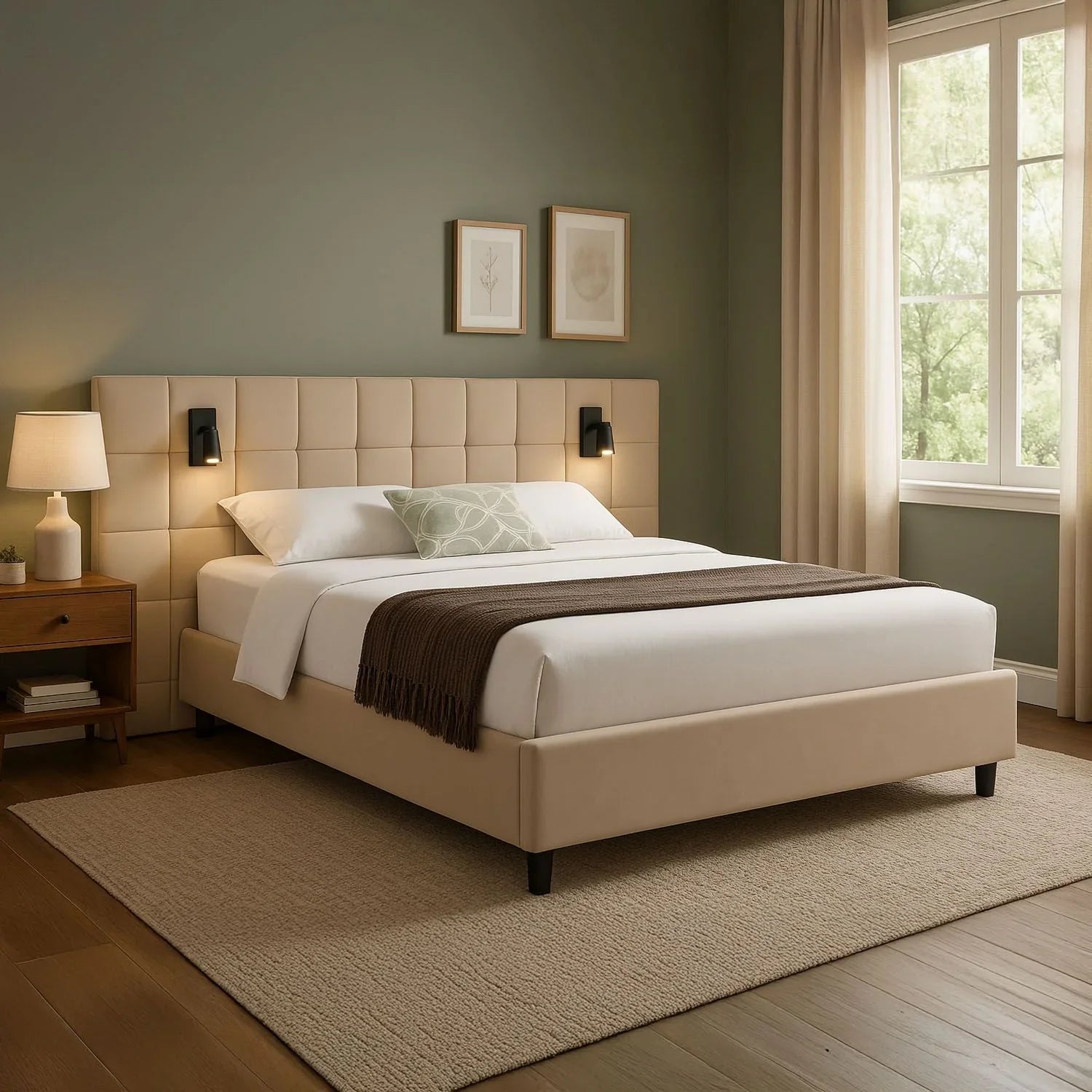 2025 Cama tapizada en terciopelo Luzano