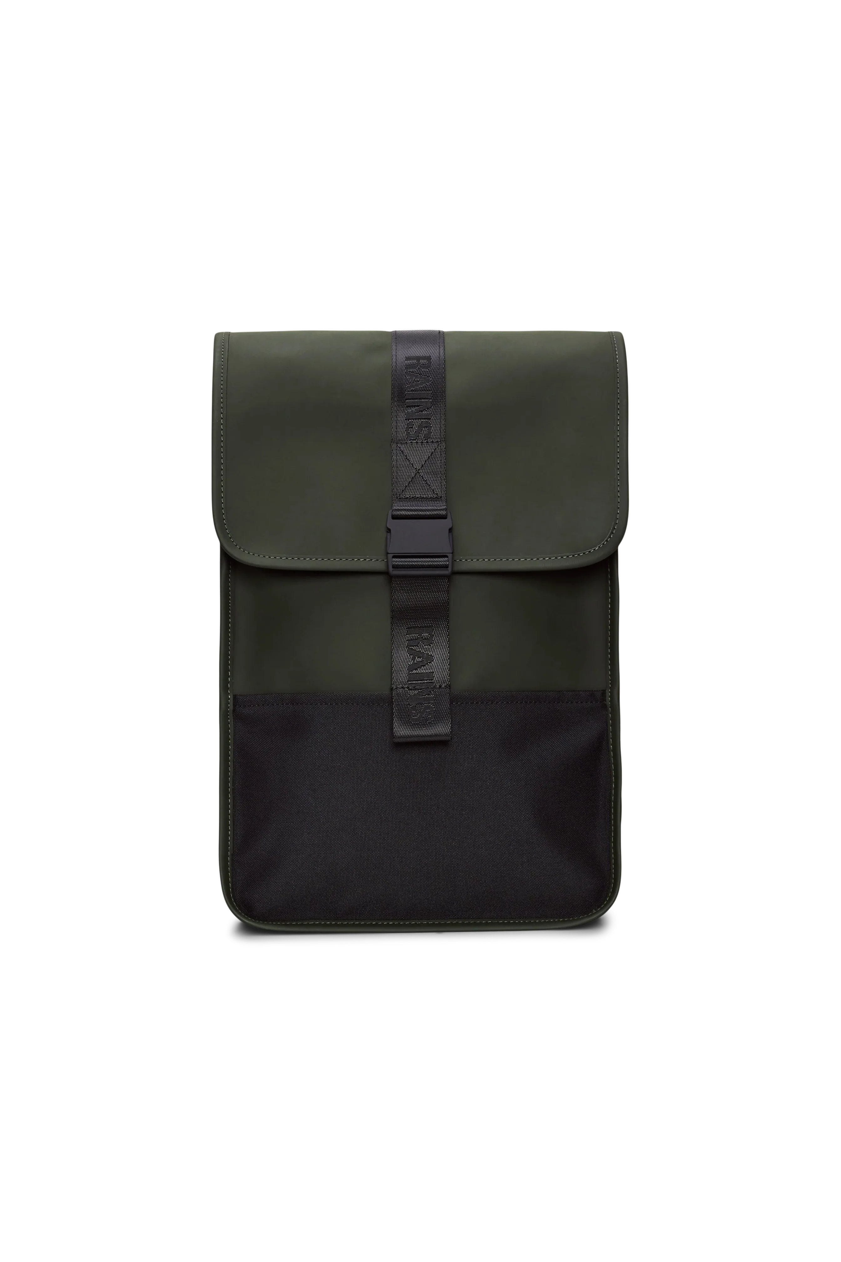 2025 Trail Backpack Mini – Mochila de Día Repelente al Agua (15") con Solapa y Hebilla de Goma – Tejido PU – Compartimento Acolchado para Portátil