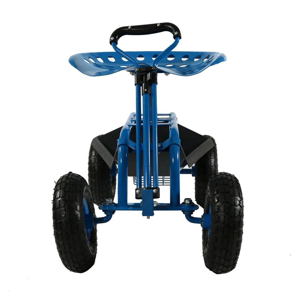 2025 Carrito de Jardín Rodante Sunnydaze con Asiento Giratorio y Manillar de Dirección
