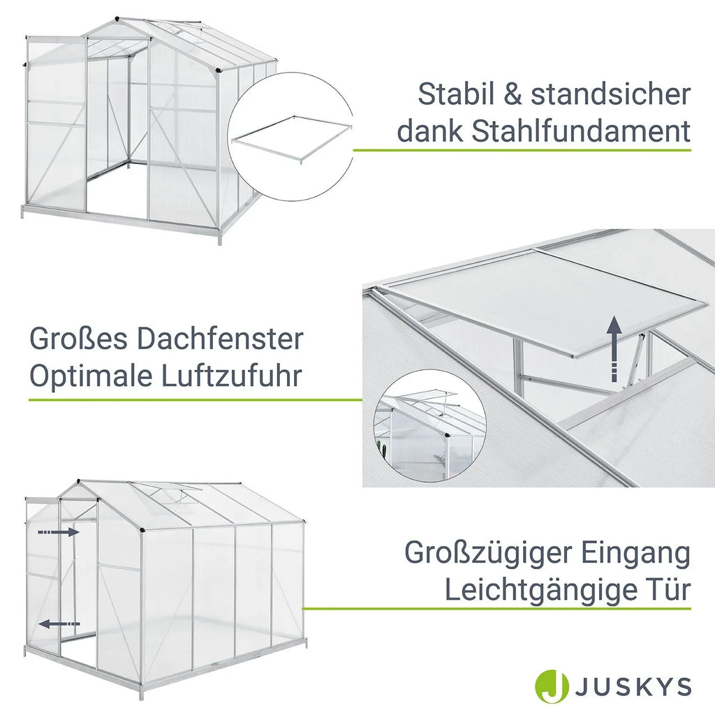 2025 Invernadero de jardín de aluminio con base – Ideal para frutas, verduras y resguardo invernal