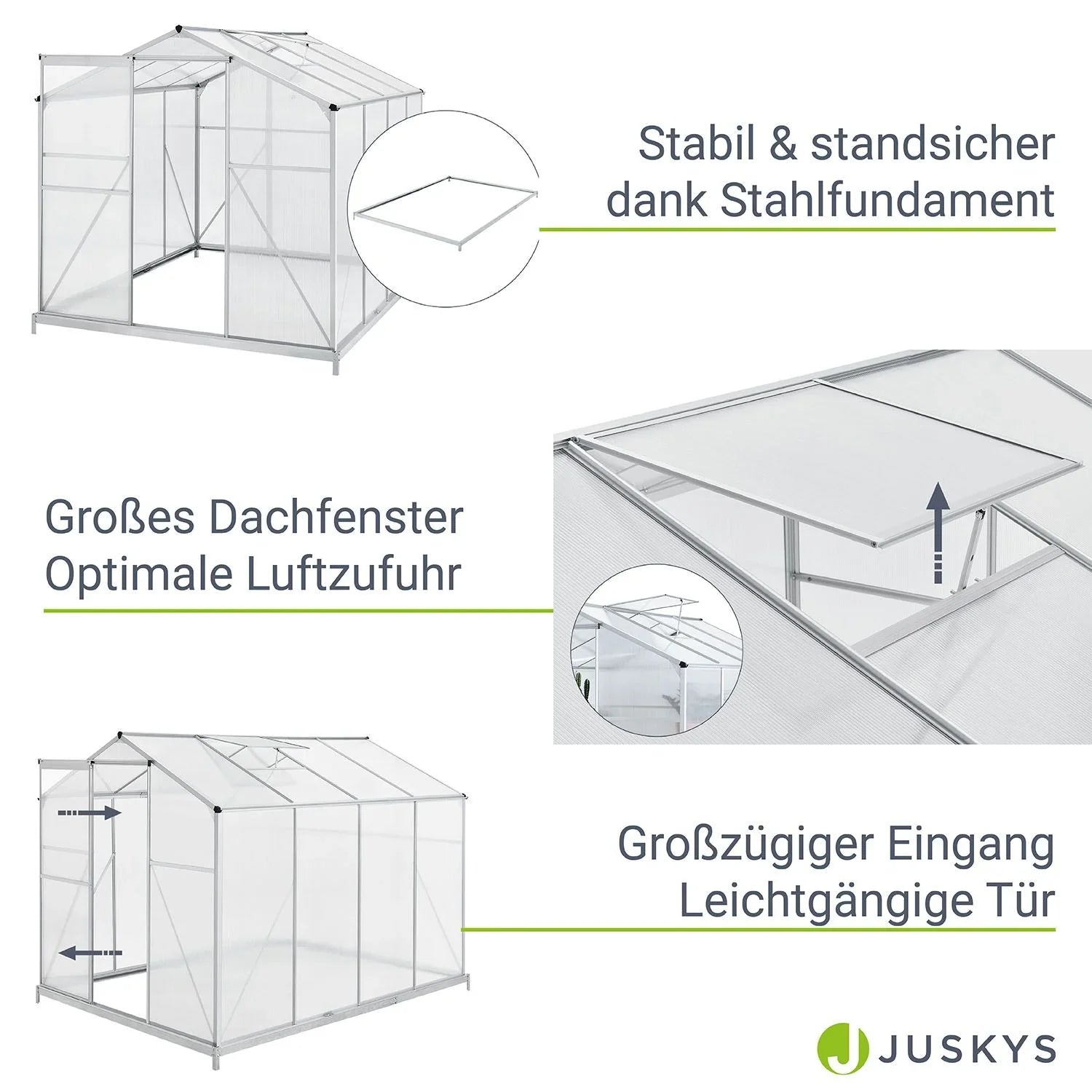 2025 Invernadero de jardín de aluminio con base – Ideal para frutas, verduras y resguardo invernal