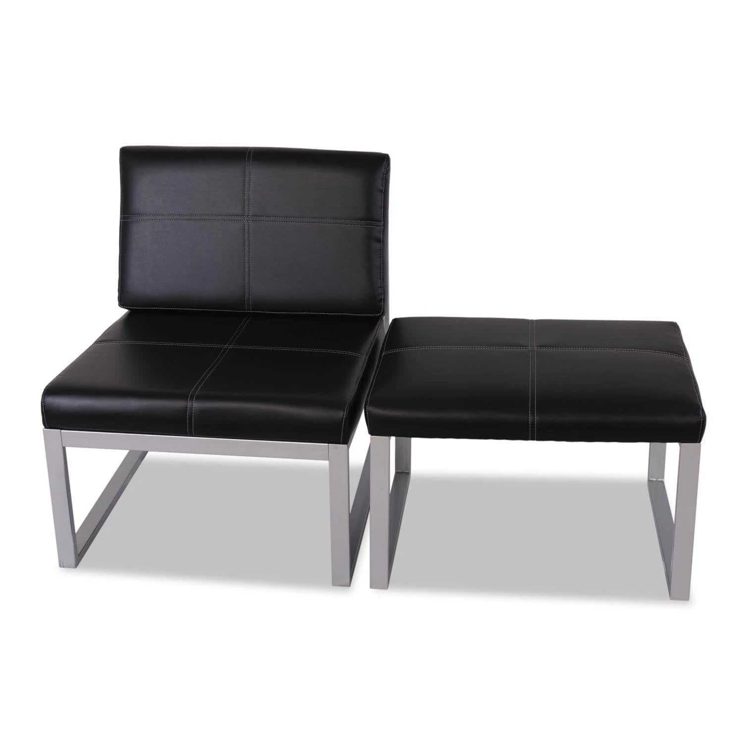 2025 Silla cúbica sin brazos de la serie Alera Reception Lounge, Negra/Plata