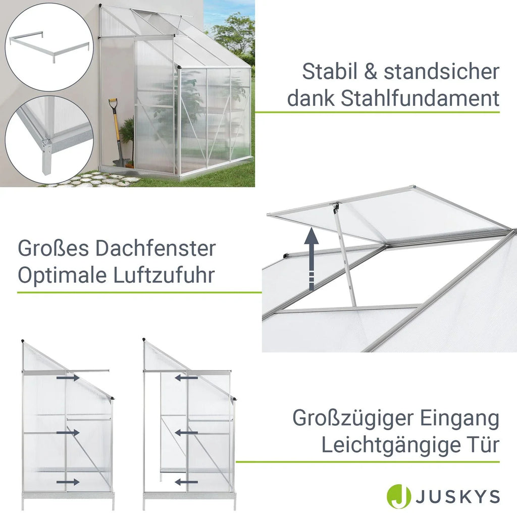 2025 Invernadero de jardín de aluminio con base – Ideal para frutas, verduras y resguardo invernal