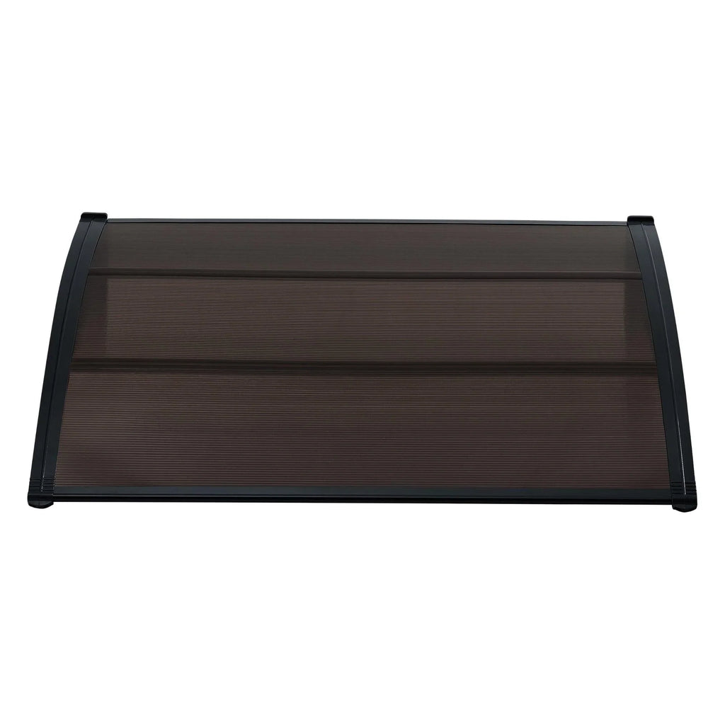 2025 Marquesina para puerta de entrada, marquesina de protección resistente a la intemperie ABS, policarbonato y aluminio 150 x 100 cm, negro y marrón