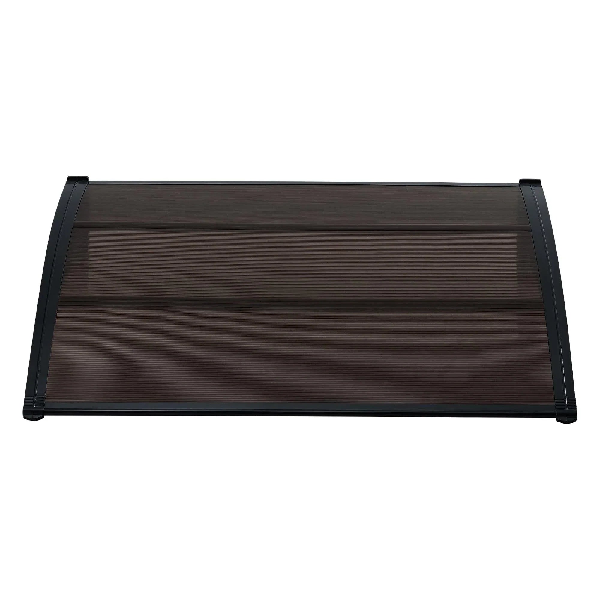 2025 Marquesina para puerta de entrada, marquesina de protección resistente a la intemperie ABS, policarbonato y aluminio 150 x 100 cm, negro y marrón