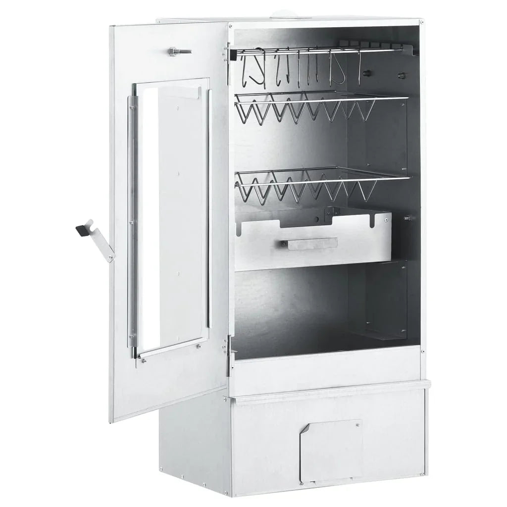2025 Ahumador 44,5 x 29 x 83 cm con mesa 40 x 28 x 44,5 cm galvanizado – Armario para ahumar plateado