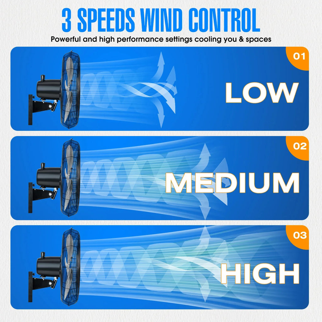 2025 Ventilador mural oscilante de alta velocidad iLiving de 18" para exterior, 4150 CFM, motor resistente a condiciones extremas, velocidad variable, ideal para taller, garaje, veranda, uso comercial e industrial, 18 pulgadas, color negro