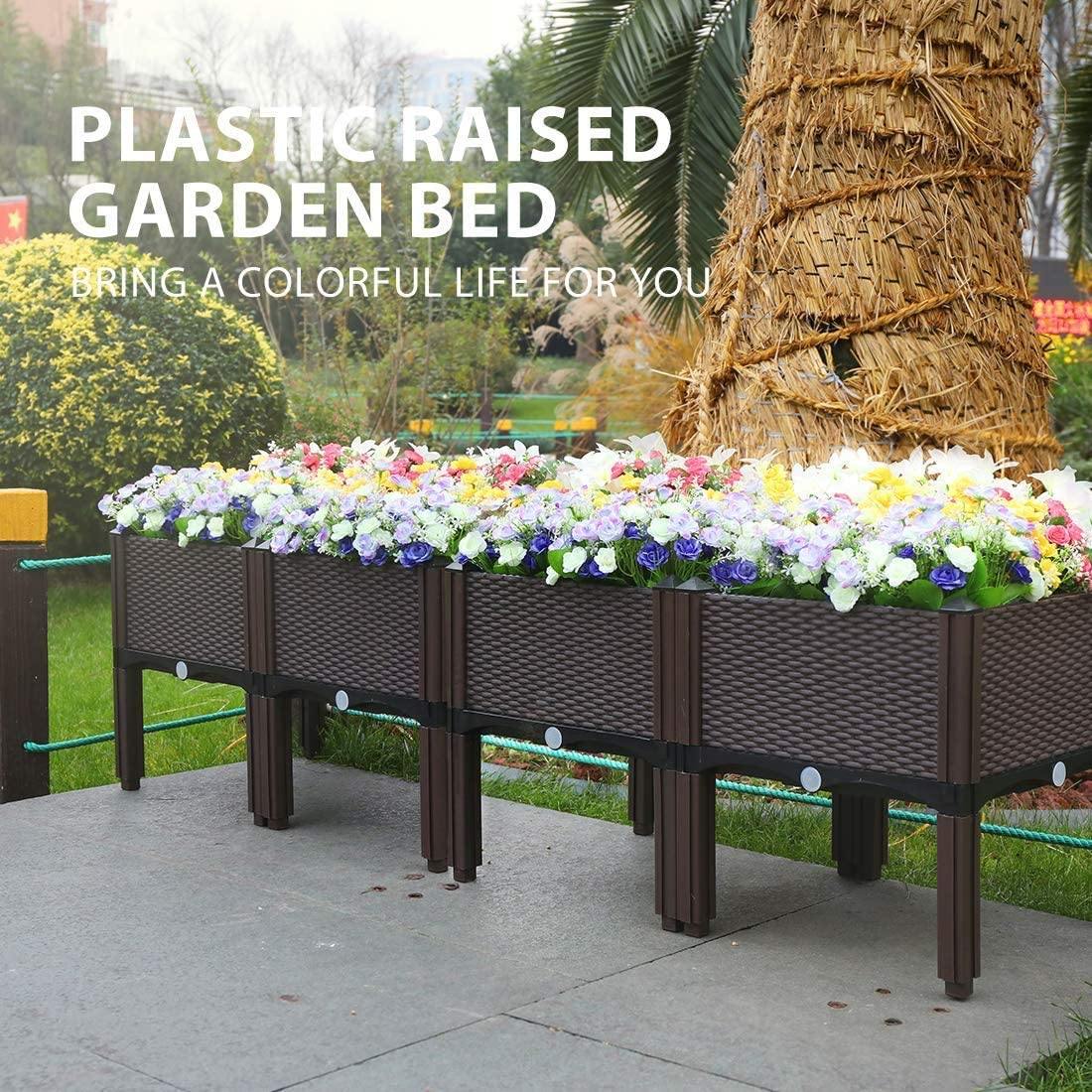 Kit de Jardín Elevado de Plástico para Plantas y Verduras – Set de 4