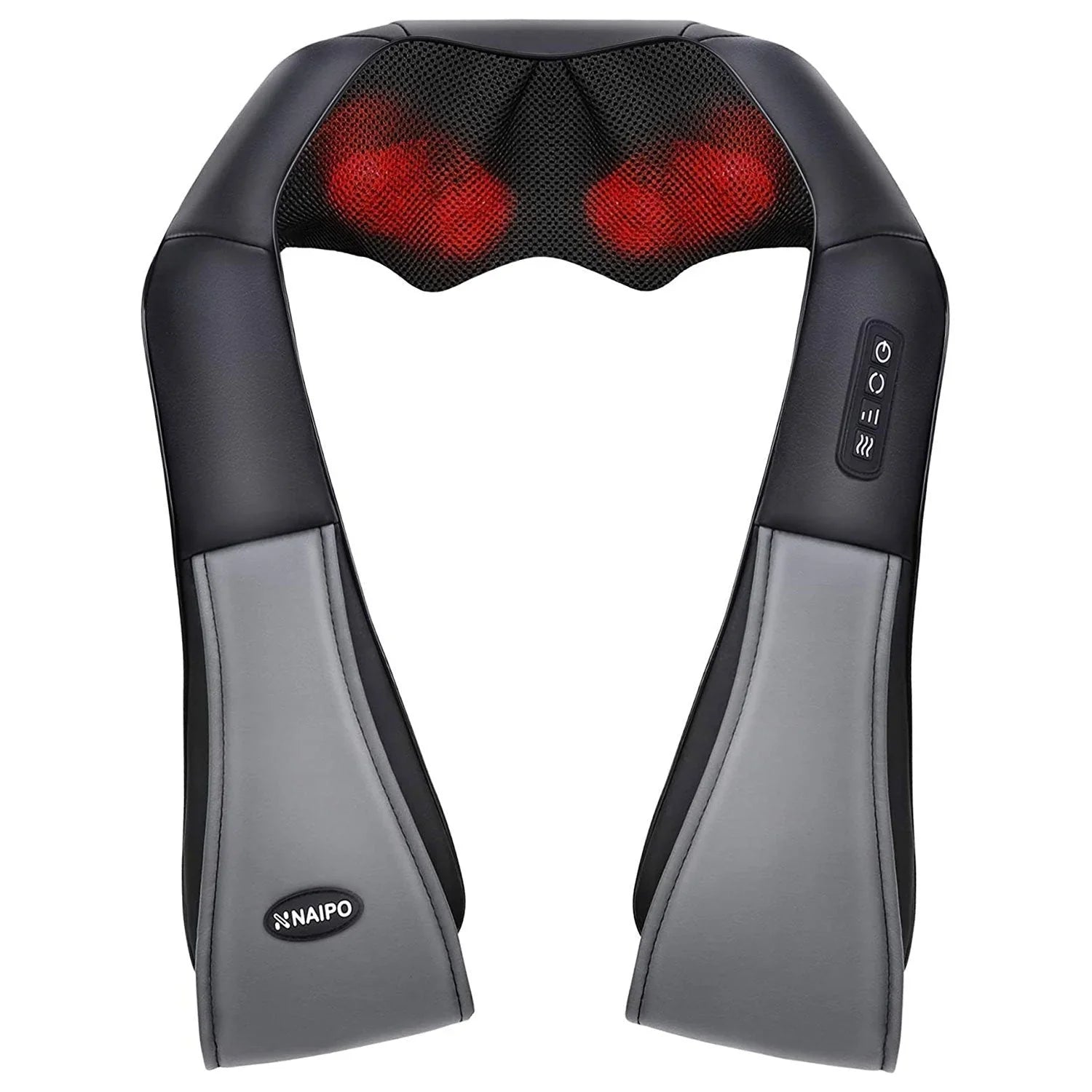 2025 Naipo MGS-801 – Masajeador Shiatsu 3D para Espalda y Cuello con Calor, Masaje Profundo de Amasamiento para Espalda, Hombros, Pies y Piernas (Gris)