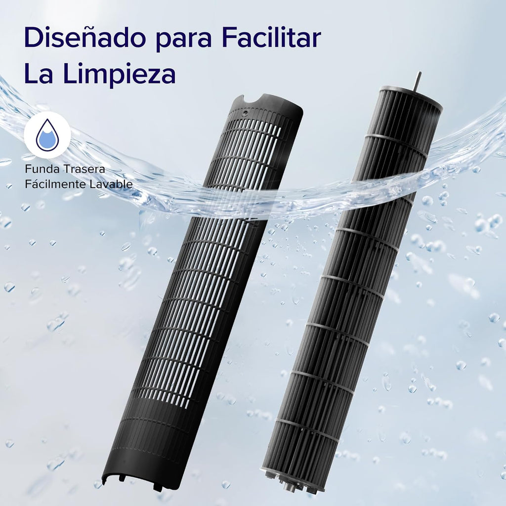 Ventilador de Torre LEVOIT 20dB con Control Remoto, 7.9 m/s con Motor DC, Ventilador Silencioso de 26W con Modo Sueño, 4 Modos y 12 Velocidades, Temporizador de 12H, Pantalla LED, Oscilación de 90°, Blanco