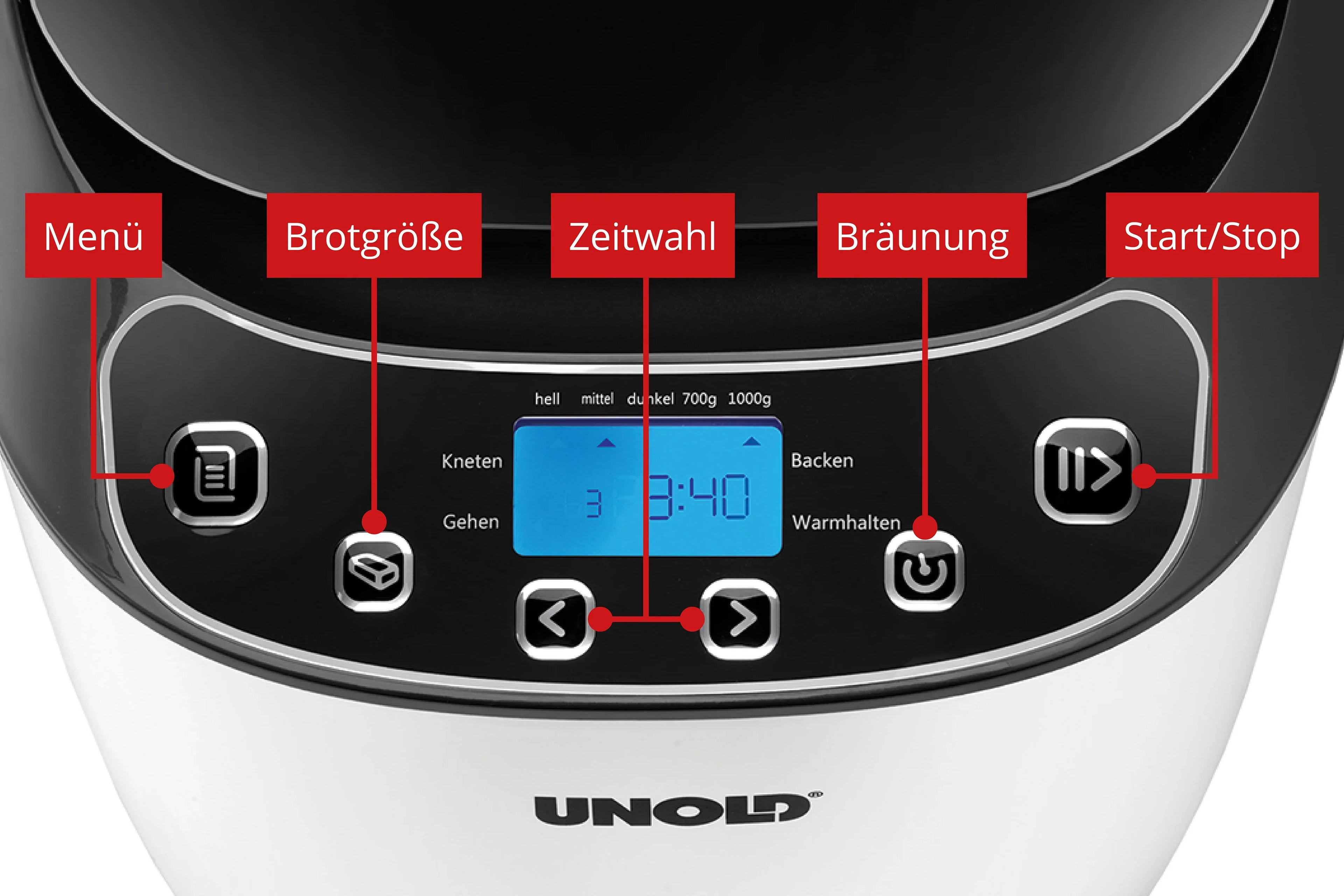 2025 Máquina de pan Unold 68010 Backmeister® Design 550 W con 12 programas y capacidad de 1.000 g