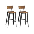 Juego de 2 Taburetes de Bar con Respaldo Industrial Marrón Rústico y Negro