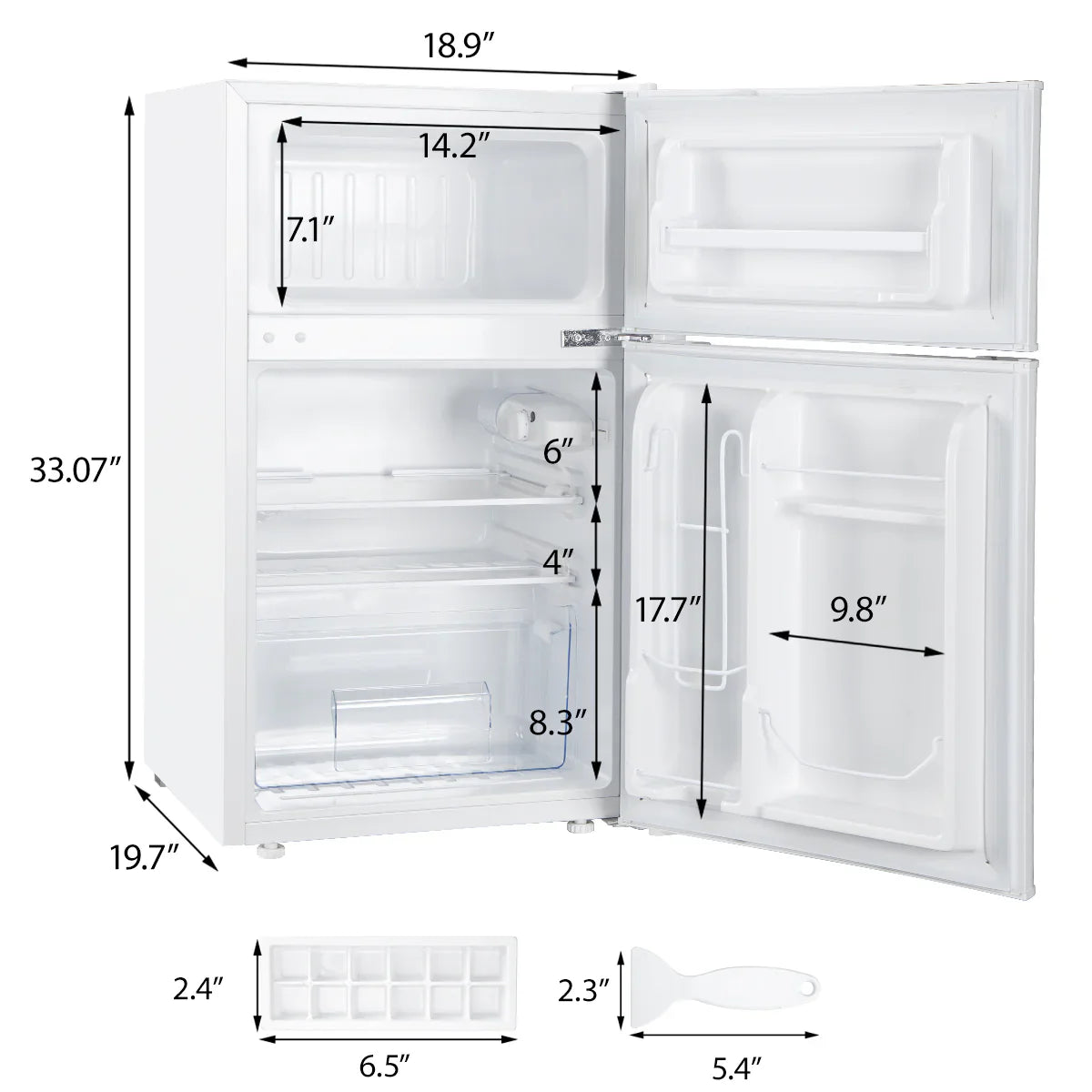 2025 Mini refrigerador EUHOMY de 3,2 pies cúbicos – Empotrable o independiente